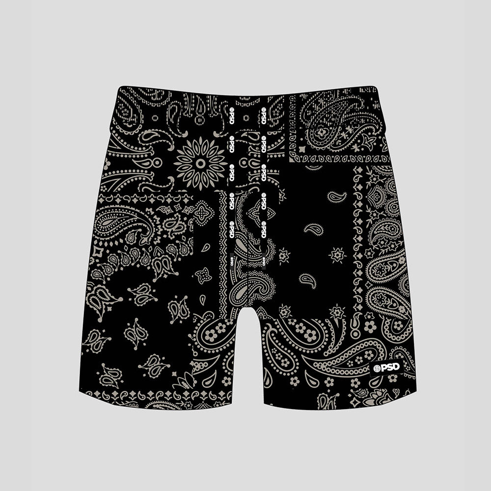 ESSENTIAL- 短褲-佩斯利花紋-黑色