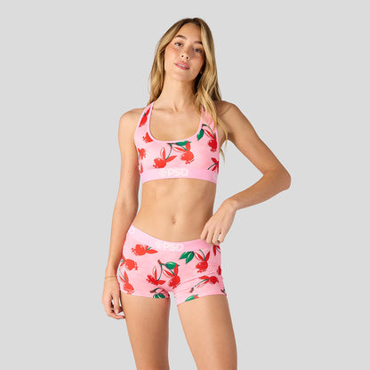 PLAYBOY- 短版平口褲-櫻桃兔女郎-粉色