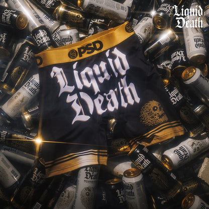 LIQUID DEATH-平口四角褲-死亡之水聯名款-金色