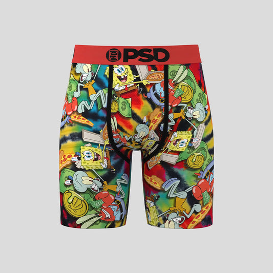 海綿寶寶紅色平口四角褲正面圖