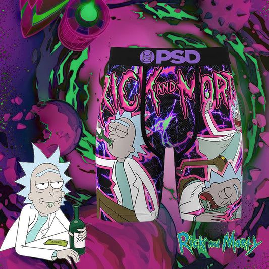 RICK AND MORTY- 平口四角褲-銀河-黑色