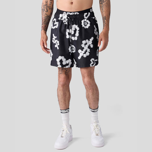 ESSENTIAL- Shorts-Black and White Cloud-Black