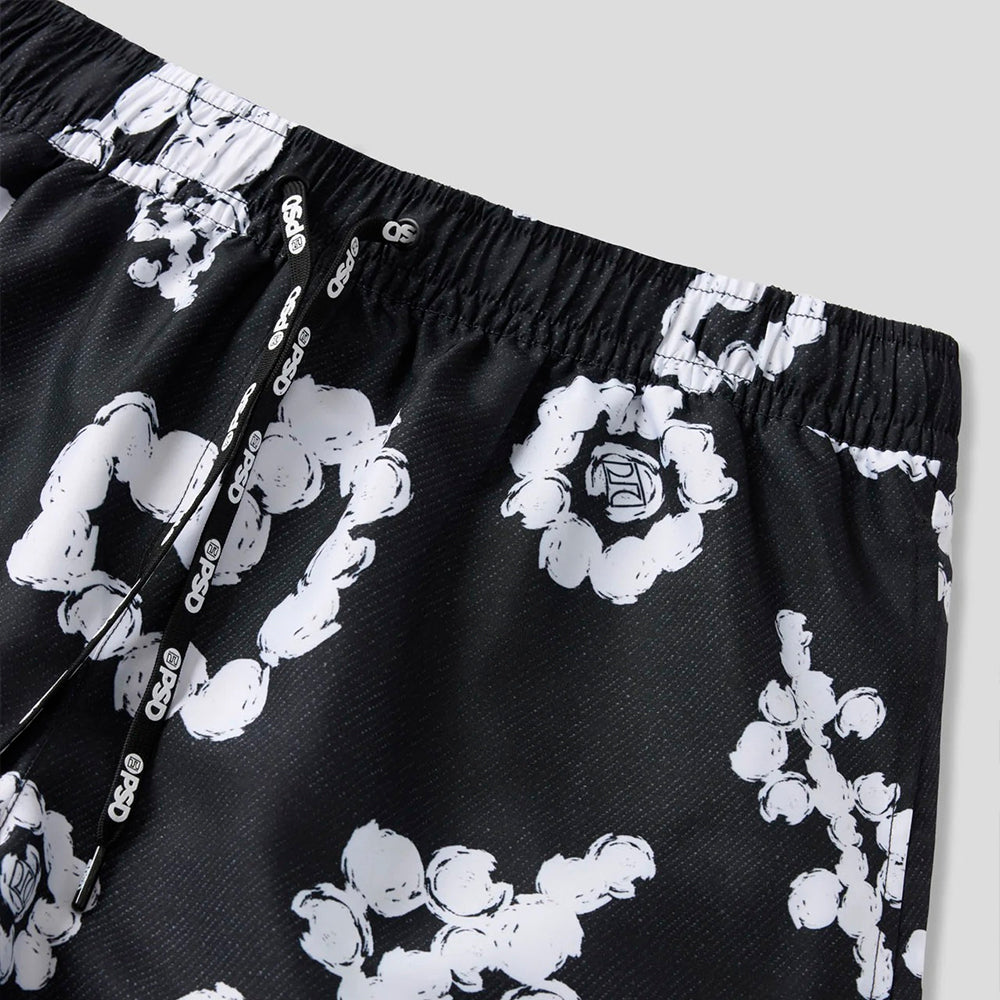 ESSENTIAL- Shorts-Black and White Cloud-Black