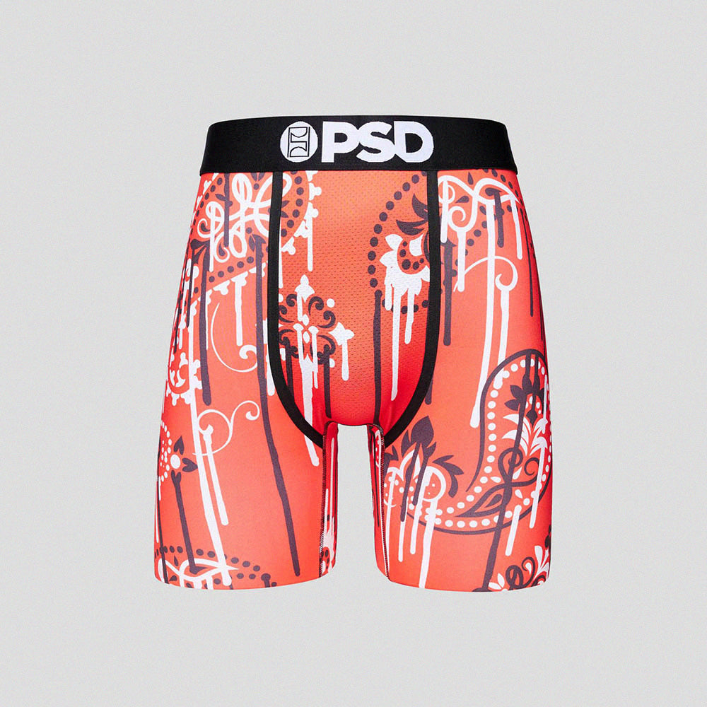 PSD Underwear BANDANA Flat BoxersPaisley PatternBlood Red PSD Underwear 台灣官方網站｜Wear Your Life