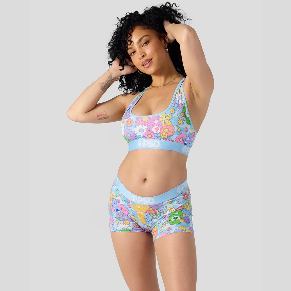 CAREBEARS-Short Vest-Cute Little Flowers-Blue