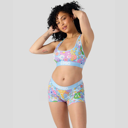 CAREBEARS-Short Vest-Cute Little Flowers-Blue