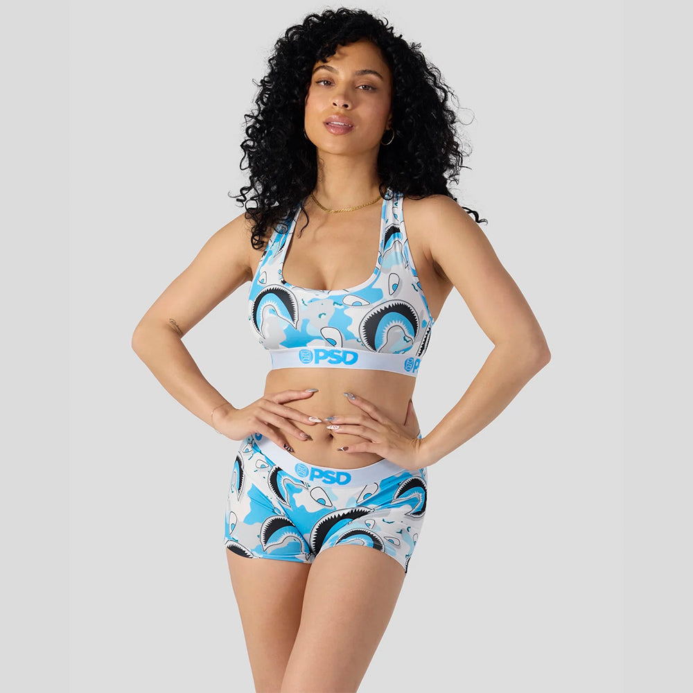 WARFACE-短版平口褲-海上鯊魚-白色