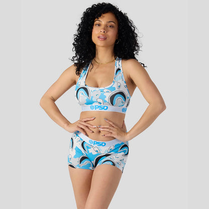 WARFACE-短版平口褲-海上鯊魚-白色