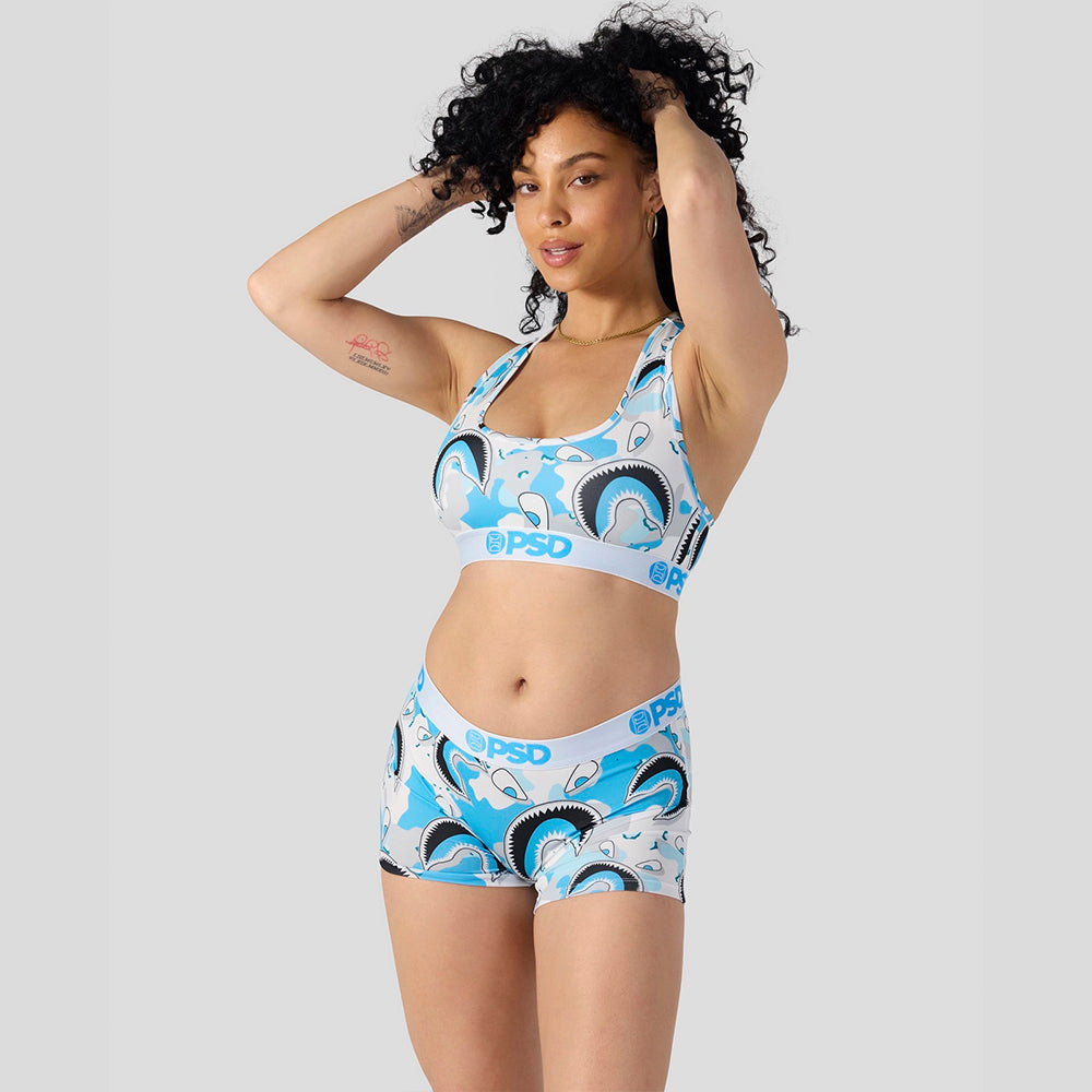 WARFACE-短版平口褲-海上鯊魚-白色