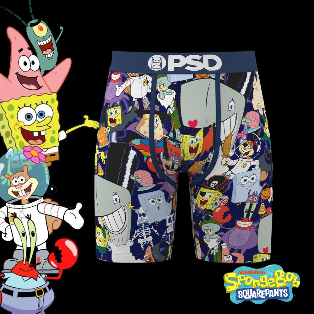 SPONGEBOB- 平口四角褲-海綿家族集合-藍色