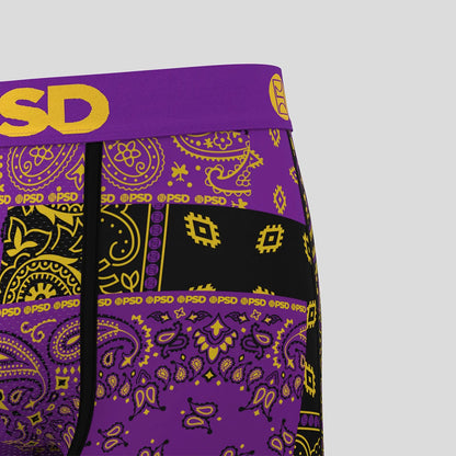 BANDANA- 平口四角褲-佩斯利花紋-紫色