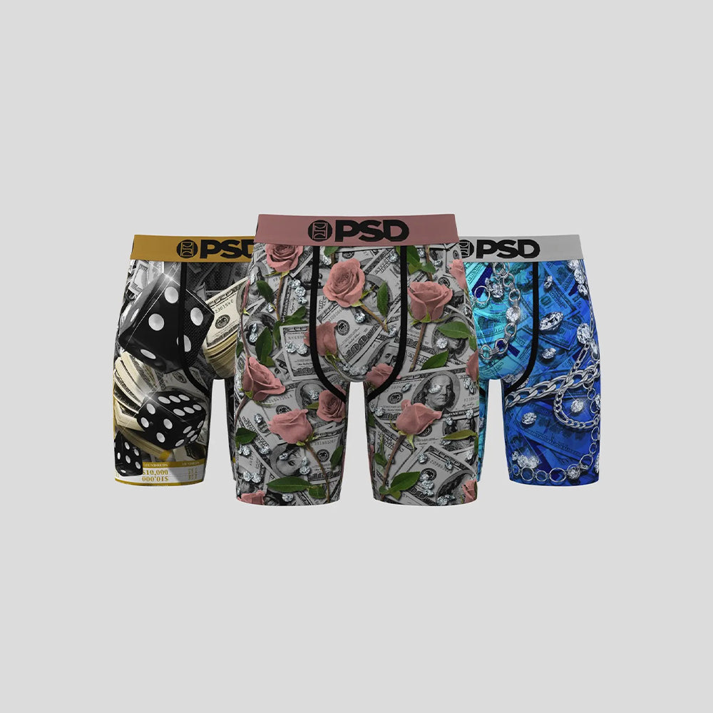 3件組- 平口四角褲-金錢與玫瑰-粉色