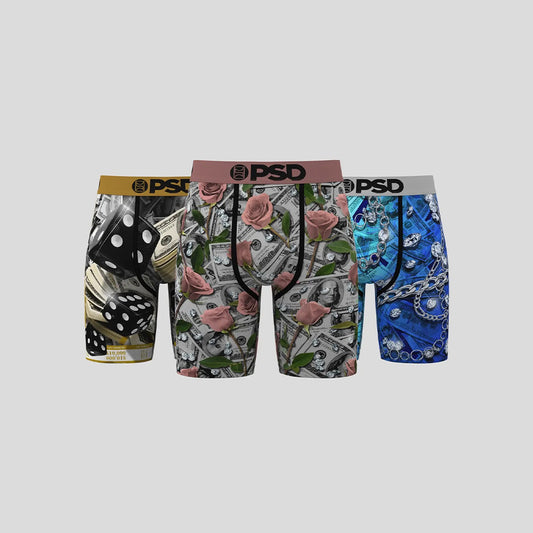 3件組- 平口四角褲-金錢與玫瑰-粉色