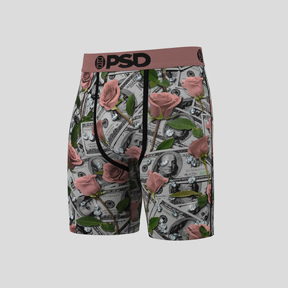 3件組- 平口四角褲-金錢與玫瑰-粉色