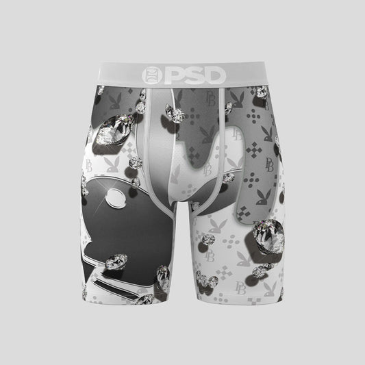 PLAYBOY- 平口四角褲 -亮晶晶鑽石-灰色