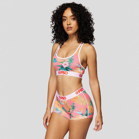 FLORAL- 短版平口褲-熱情夏威夷-桃色