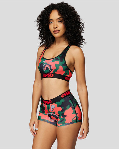 WARFACE- 短版平口褲-迷彩紅綠-綠色