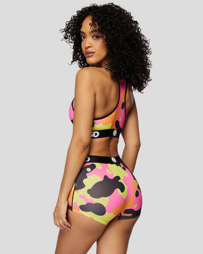 WARFACE- 短版平口褲-多彩霓虹-黃色